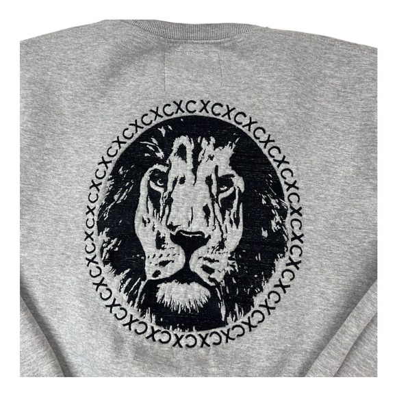 Last Ones Left Gray Embroidered Lion L/S Crewneck Sweatshirt Mens Size XL - Picture 5 of 5